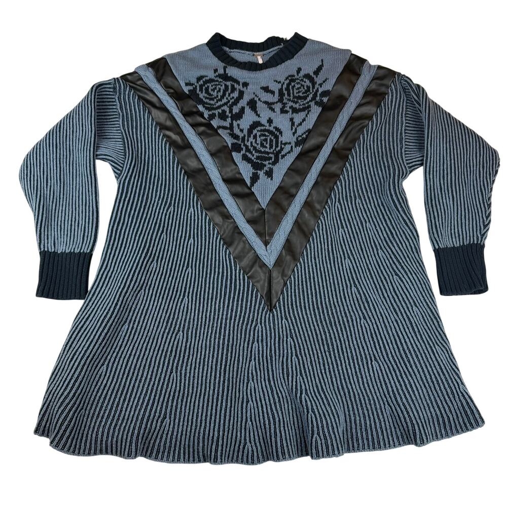 Free People Florence Sweater Mini Dress Blue - Small